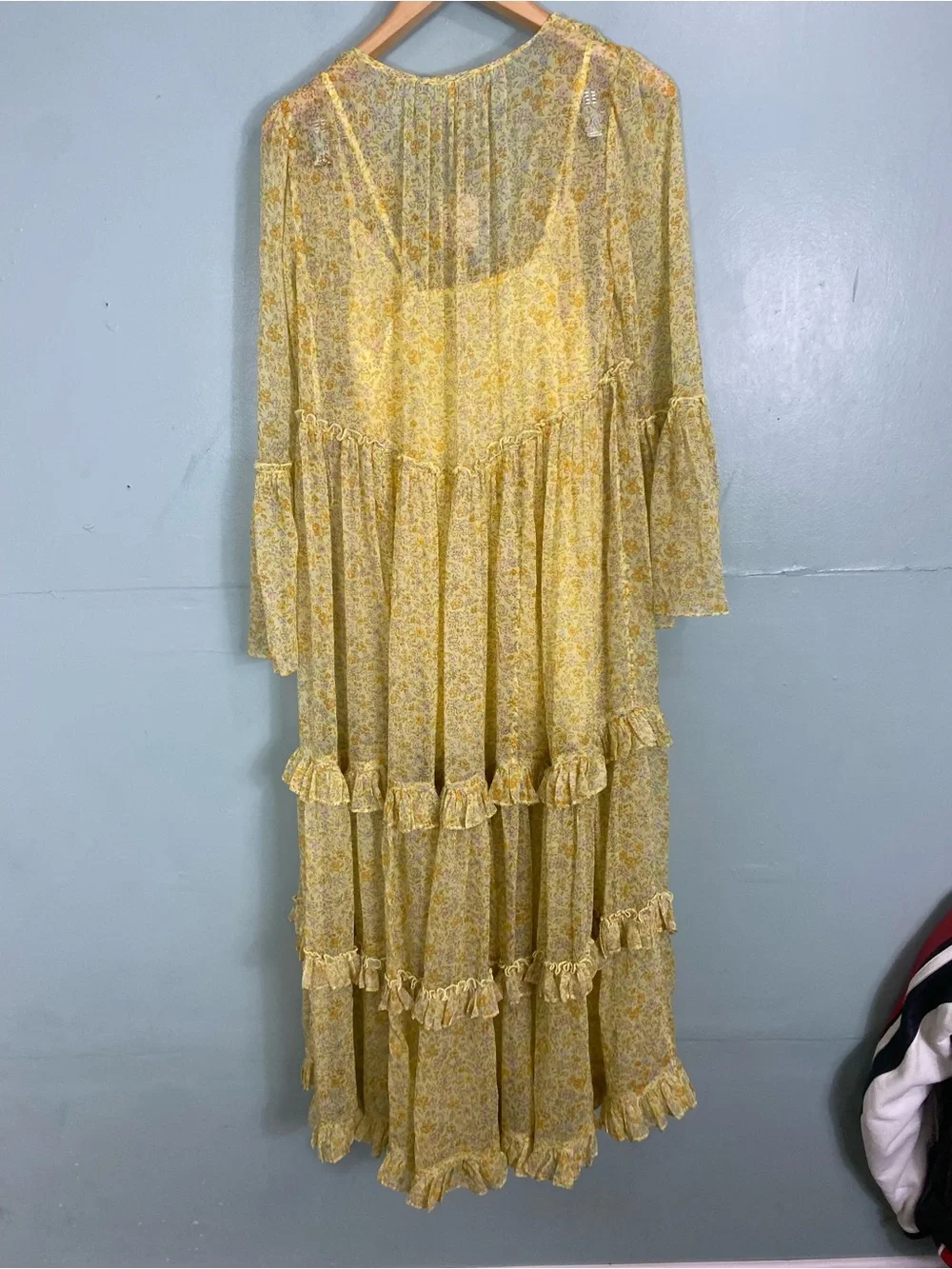 Free People Weeping Willows Maxi Dress Floral Sundress Yellow XS Oversized Flowy - Picture 4 of 4